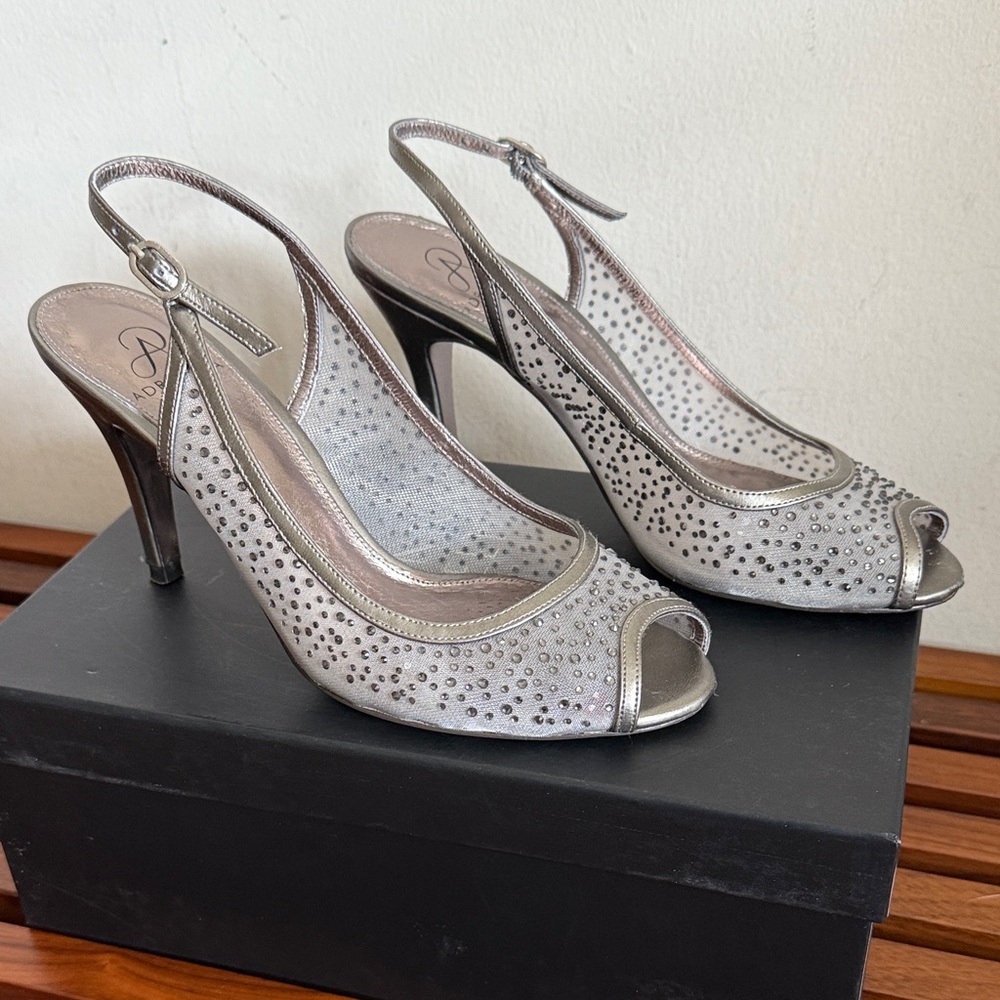 Adrianna Papell Silver Slingback Heels
